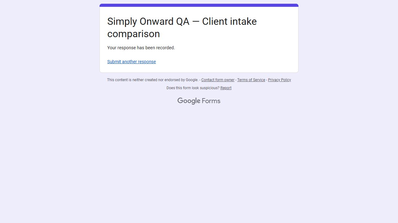Google Forms says Your response has been recorded